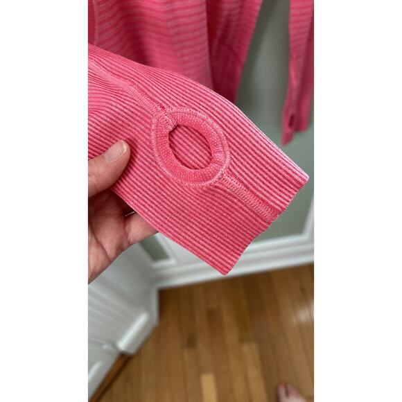 Lululemon Swiftly Top Long Sleeve Pink Striped Thumb Holes Size 6 - Picture 4 of 5